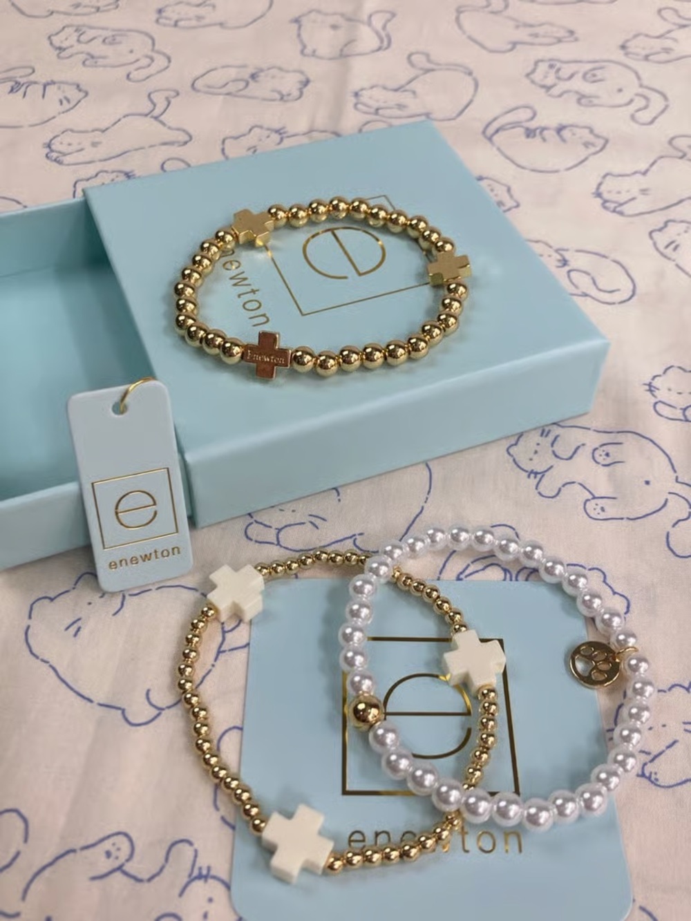 Enewton Gold and White Cross Bead Bracelet Set - Picture 3 of 7
